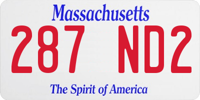 MA license plate 287ND2