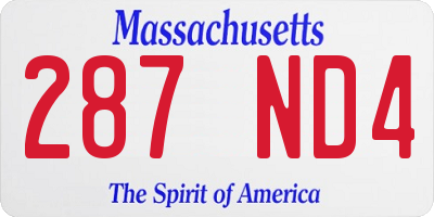 MA license plate 287ND4