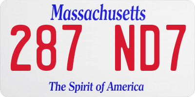 MA license plate 287ND7
