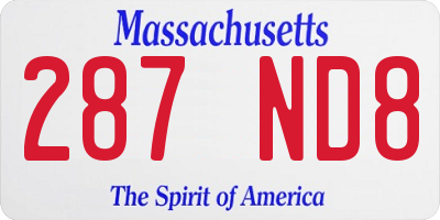 MA license plate 287ND8