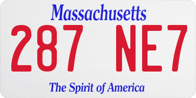 MA license plate 287NE7