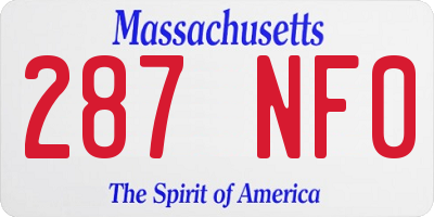 MA license plate 287NF0