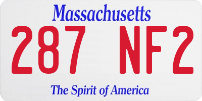 MA license plate 287NF2