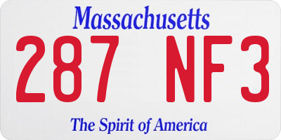 MA license plate 287NF3