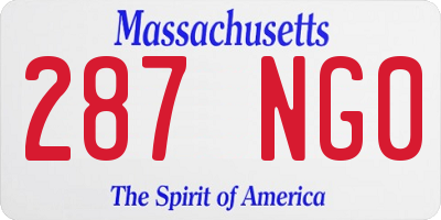 MA license plate 287NG0