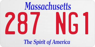 MA license plate 287NG1