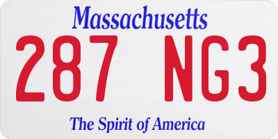MA license plate 287NG3
