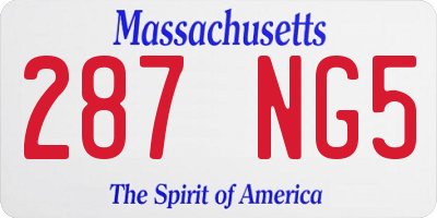 MA license plate 287NG5