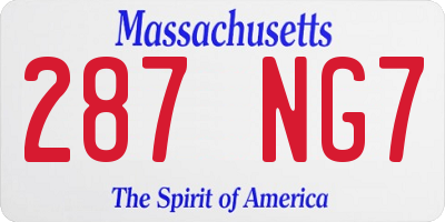 MA license plate 287NG7