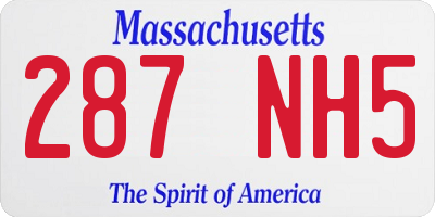 MA license plate 287NH5