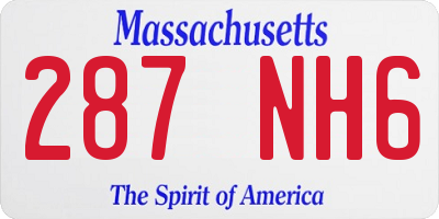 MA license plate 287NH6