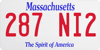 MA license plate 287NI2