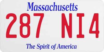 MA license plate 287NI4