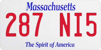 MA license plate 287NI5