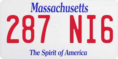 MA license plate 287NI6