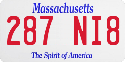 MA license plate 287NI8