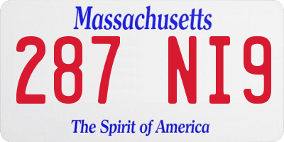 MA license plate 287NI9