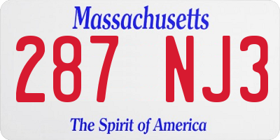 MA license plate 287NJ3