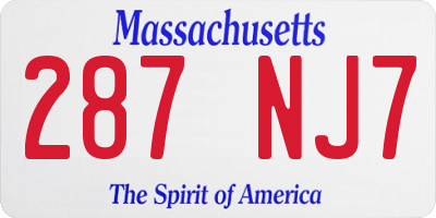MA license plate 287NJ7