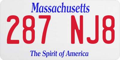 MA license plate 287NJ8