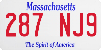 MA license plate 287NJ9