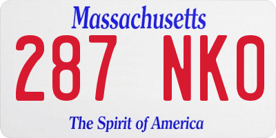 MA license plate 287NK0