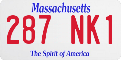 MA license plate 287NK1