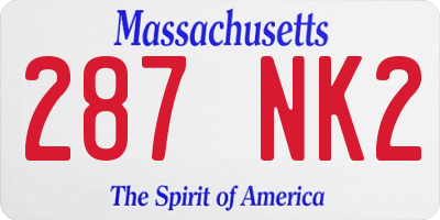MA license plate 287NK2