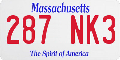 MA license plate 287NK3