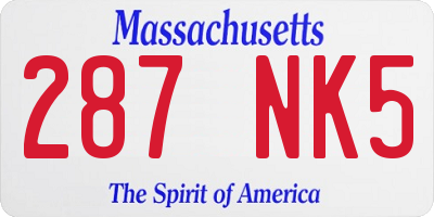 MA license plate 287NK5