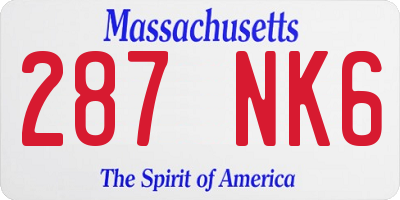 MA license plate 287NK6