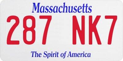 MA license plate 287NK7