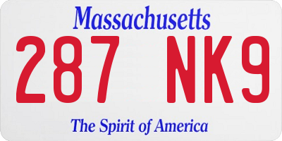 MA license plate 287NK9