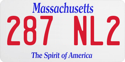 MA license plate 287NL2