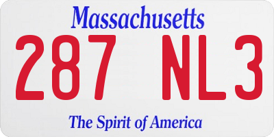 MA license plate 287NL3