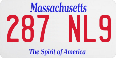 MA license plate 287NL9