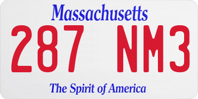 MA license plate 287NM3