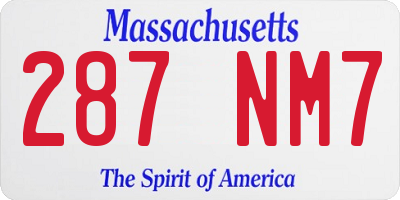 MA license plate 287NM7