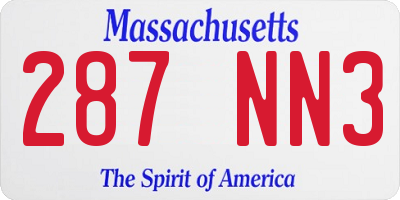 MA license plate 287NN3