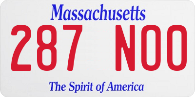 MA license plate 287NO0