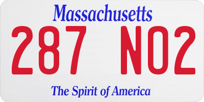 MA license plate 287NO2