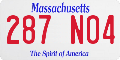 MA license plate 287NO4