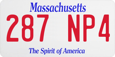 MA license plate 287NP4
