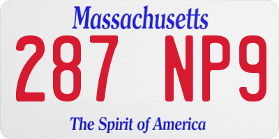 MA license plate 287NP9