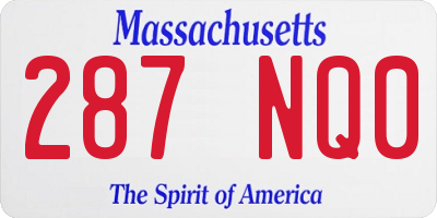 MA license plate 287NQ0