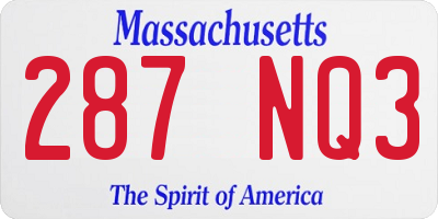 MA license plate 287NQ3