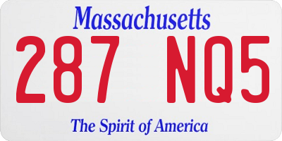 MA license plate 287NQ5