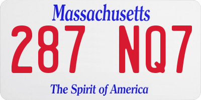 MA license plate 287NQ7