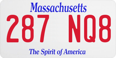MA license plate 287NQ8