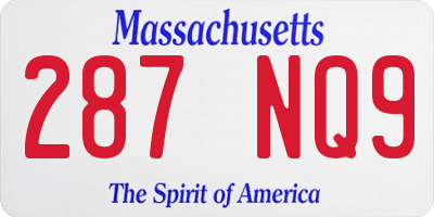MA license plate 287NQ9